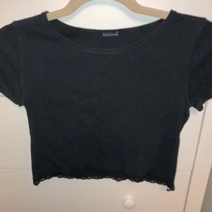 Brandy Melville black crop top with lace trim